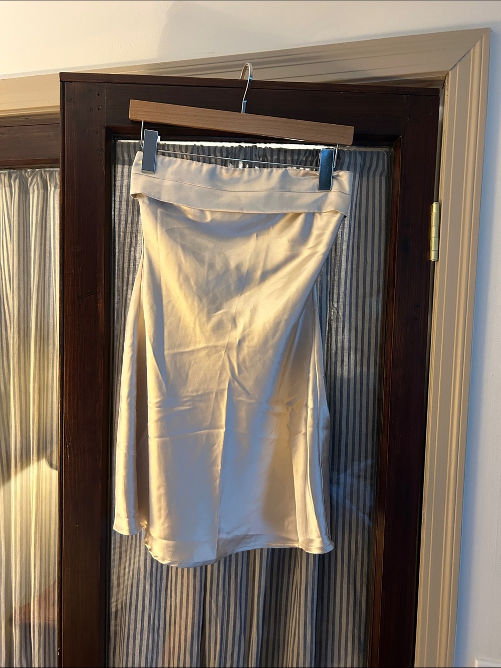 Altar'd State Cream Satin A-Line Skirt